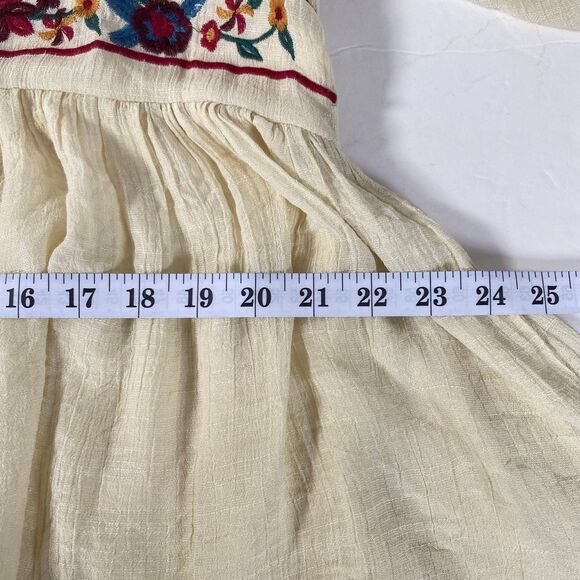 Umgee Boho Floral Embroidered Mini Dress Size M Cream Multi Bell Sleeve NWOT - Picture 12 of 15